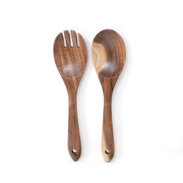 Engravable Acacia Wood Spoon/Fork Set