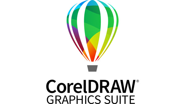 CorelDRAW Graphics Suite logo featuring a colorful hot air balloon design for photo design software bundle.