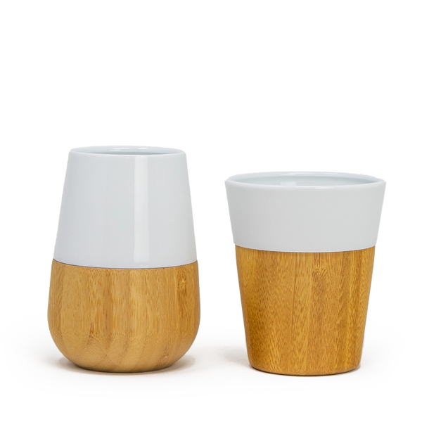 Ceramic Mugs with Bamboo Base