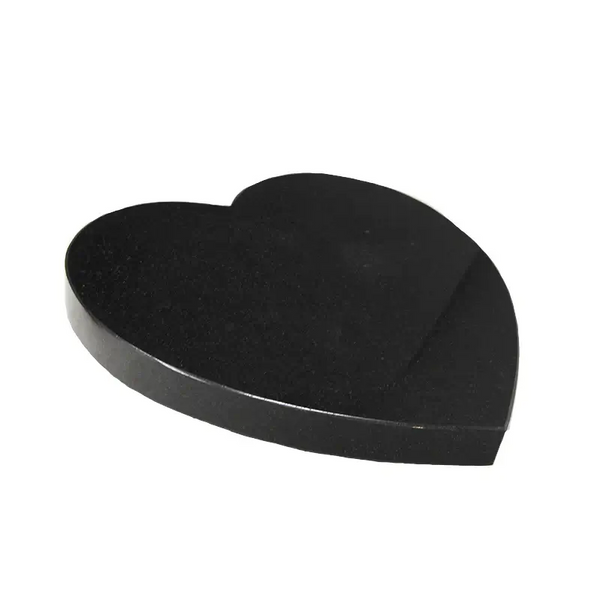 All Polished Jet Black Granite Heart Shaped Marker