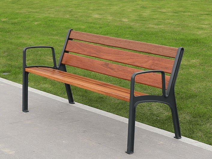 Wooden Park Bench With Arm Rest – APLAZER