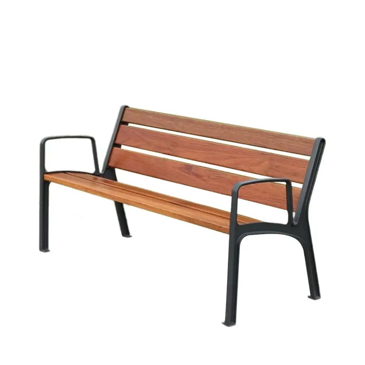 Wooden Park Bench With Arm Rest – APLAZER