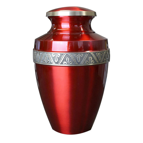 Brass Metal Urn: Grecian Red